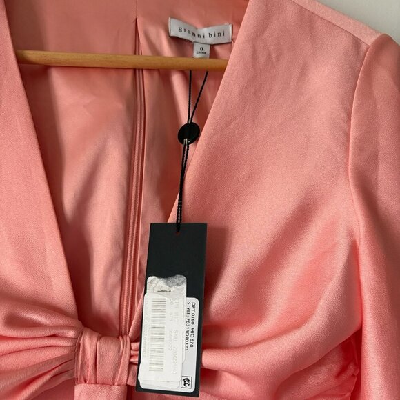 Gianni Bini Madeline Satin Plunge V-Neck Midi Dress NWT Size 0 - Picture 12 of 13